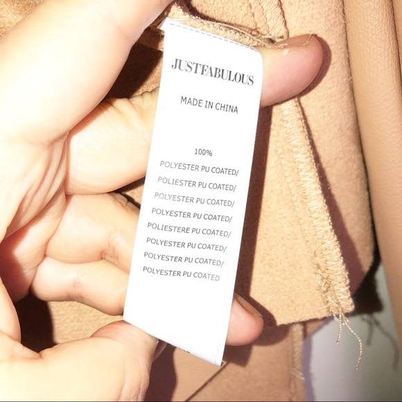 New! Justfab faux leather easy jacket tan sz L - Picture 6 of 6